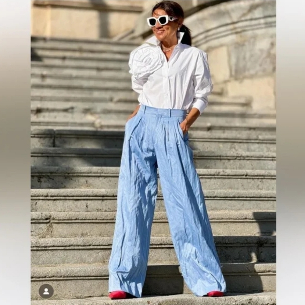 WRINKLED PLEATED PANTS SIZE M - Picture 2 of 7